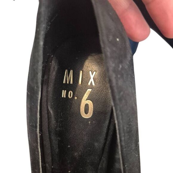 Mix No. 6 Suede Colorblock Black, Burgundy & Blue 4" Heels w Ankle Strap - Picture 8 of 11